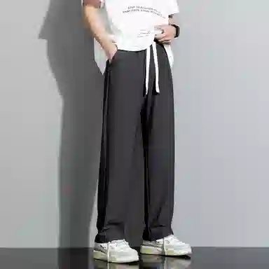 左岸 青少年港风潮流冰丝凉感纯色简约宽松柔软舒适透气直筒阔腿裤垂感轻便速干长裤休闲裤 男款