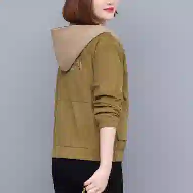 左岸 时尚简约美式潮流女士百搭长袖夹克设计立领背后字母印花舒适柔软宽松透气亲肤遮肉洋气减龄休闲户外运动日常通勤绒感外套 女款