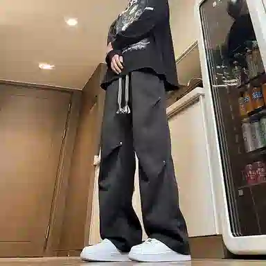 左岸 夏季美式高街风复古时尚百搭潮流个性扎染脏赃裤日常通勤户外活动宽松舒适透气吸汗冰爽帅气潮牌休闲裤 男款