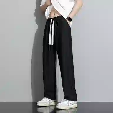 左岸 青少年港风潮流冰丝凉感纯色简约宽松柔软舒适透气直筒阔腿裤垂感轻便速干长裤休闲裤 男款