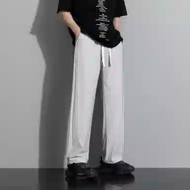 左岸 青少年港风潮流冰丝凉感纯色简约宽松柔软舒适透气直筒阔腿裤垂感轻便速干长裤休闲裤 男款