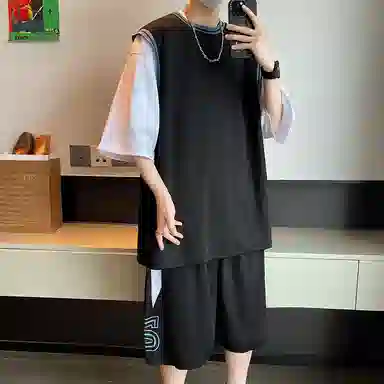 左岸 青少年冰丝速干学生篮球服帅气夏季透气宽松两件套休闲运动套装 男款