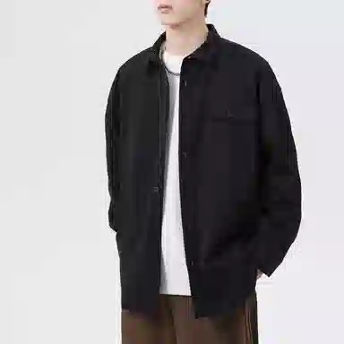 左岸 春秋青少年港风潮流百搭休闲宽松上衣舒适透气纯色衬衣潮牌设计感口袋工装风翻领开衫薄款外套衬衫 男女同款