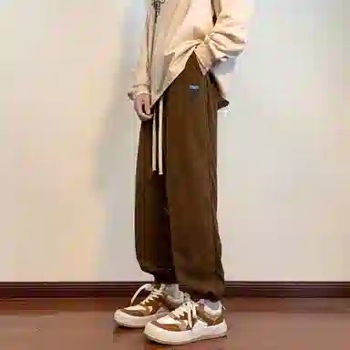 左岸 港风少年感帅气潮流灯芯绒印花卫裤加肥加大码宽松哈伦裤柔软舒适透气垂感轻便束脚裤长裤春秋休闲裤 男款