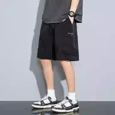 左岸 美式男士夏季薄款外穿潮牌男生冰丝休闲宽松五分中裤潮流时尚百搭透气简约气质舒适工装短裤 男款