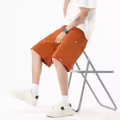 左岸 夏季工装五分裤潮牌复古美式薄款冰丝运动宽松直筒中裤休闲短裤 男款