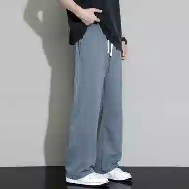 左岸 港风潮流设计感字母绣花宽松舒适直筒阔腿裤冲孔网眼透气运动裤柔软垂感轻便长裤休闲裤  男款