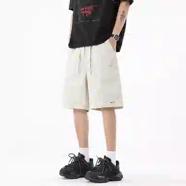 左岸 夏季工装五分裤潮牌复古美式薄款冰丝运动宽松直筒中裤休闲短裤 男款