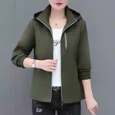 左岸 时尚纯色柔软简约轻便百搭多功能防风透气拉链长袖可脱卸帽外套休闲上衣夹克 女款