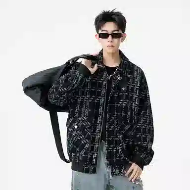 左岸 毛呢外套男秋季翻领休闲上衣青少年胖子加肥加大大码男装小香风夹克 男款