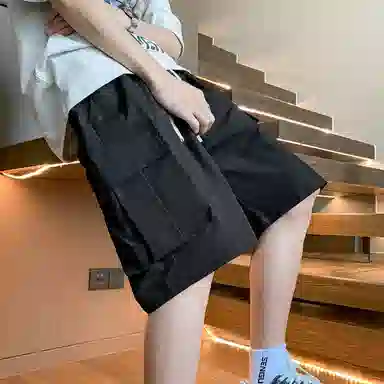 左岸 夏季美式潮牌宽松直筒机能裤复古大码休闲五分裤子工装短裤 男款