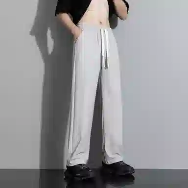 左岸 青少年港风潮流冰丝凉感纯色简约宽松柔软舒适透气直筒阔腿裤垂感轻便速干长裤休闲裤 男款
