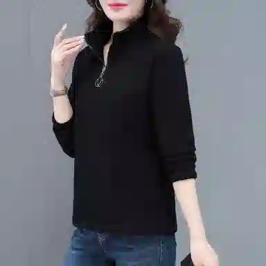 左岸 时尚简约舒适柔软百搭设计女士长袖上衣立领修身显瘦显高加厚日常通勤户外运动洋气减龄休闲卫衣 女款