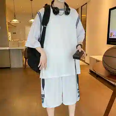 左岸 青少年冰丝速干学生篮球服帅气夏季透气宽松两件套休闲运动套装 男款