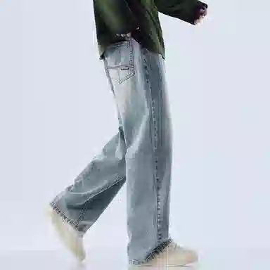 左岸 阔腿裤秋季宽松直筒裤高街休闲长裤子男春秋款牛仔裤 男款