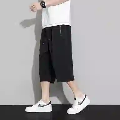 左岸 夏季薄款裤男冰感吸湿排汗透气七分裤子男直筒运动冰丝裤男士轻薄宽松速干裤男拉链裤纯色裤男休闲短裤 男款