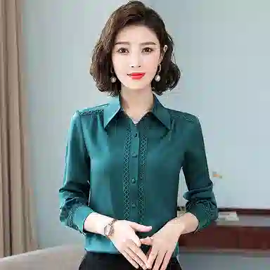 左岸 潮流百搭亲肤透气上衣翻领长袖简约舒适袖口气质时尚日常通勤高腰洋气显高显瘦宽松柔软休闲衬衫 女款