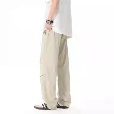 左岸 美式工装冰丝薄款速干垂感直筒阔腿休闲裤 男款