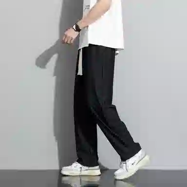 左岸 青少年港风潮流冰丝凉感纯色简约宽松柔软舒适透气直筒阔腿裤垂感轻便速干长裤休闲裤 男款