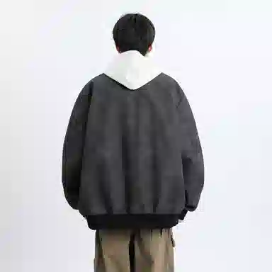 左岸 青少年港风时尚潮牌脏脏印花百搭开衫棒球领上衣加肥加大码简约休闲宽松舒适春秋季飞行员夹克外套皮衣 男女同款