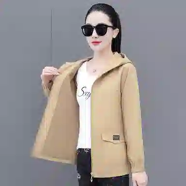 左岸 纯色简约拉链连帽设计外套舒适修身休闲时尚潮流百搭显瘦高级感日常通勤户外活动运动潮牌夹克 女款