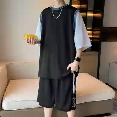 左岸 青少年冰丝速干学生篮球服帅气夏季透气宽松两件套休闲运动套装 男款