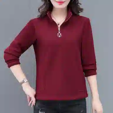 左岸 时尚简约舒适柔软百搭设计女士长袖上衣立领修身显瘦显高加厚日常通勤户外运动洋气减龄休闲卫衣 女款