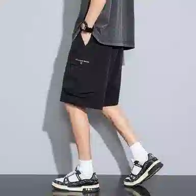 左岸 美式男士夏季薄款外穿潮牌男生冰丝休闲宽松五分中裤潮流时尚百搭透气简约气质舒适工装短裤 男款