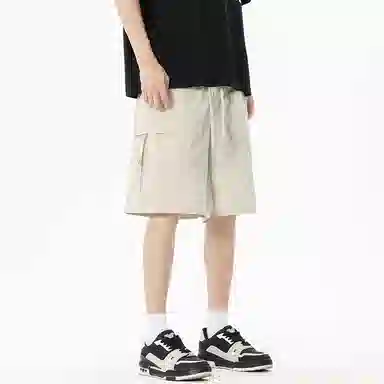 左岸 美式潮牌冰丝速干工装夏季薄款宽松直筒百搭阔腿运动五分裤休闲短裤 男款
