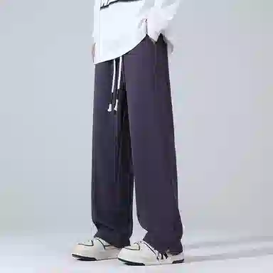 左岸 春秋季时尚简约百搭潮流男装纯色长裤卫裤设计系带舒适柔软宽松个性青少年高街潮牌休闲裤 男款