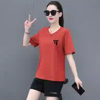 左岸 夏季简约纯色时尚潮流修身显瘦日常通勤百搭舒适轻薄清爽透气吸汗自然遮肉柔软亲肤户外两件套休闲套装 女款