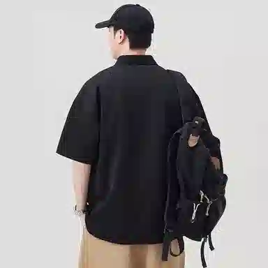 左岸 夏季轻薄柔软舒适透气短袖衬衣日系复古翻领纯色简约百搭潮流休闲上衣衬衫 男款