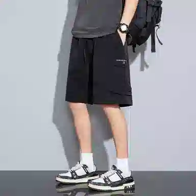 左岸 美式男士夏季薄款外穿潮牌男生冰丝休闲宽松五分中裤潮流时尚百搭透气简约气质舒适工装短裤 男款