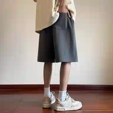 左岸 夏季薄款港风潮牌少年感卫裤字母绣花宽松运动中裤沙滩裤百搭柔软亲肤舒适透气五分裤休闲短裤 男款