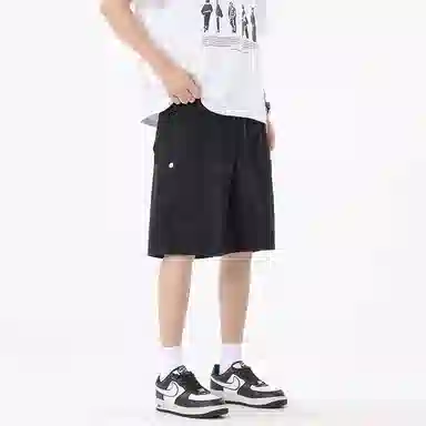 左岸 夏季工装五分裤潮牌复古美式薄款冰丝运动宽松直筒中裤休闲短裤 男款
