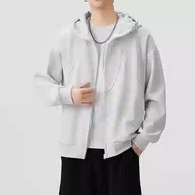 左岸 美式复古时尚简约秋季薄款休闲长袖上衣百搭设计拉链连帽穿搭潮流舒适柔软宽松透气学院风户外港风潮牌卫衣 男款