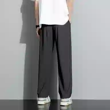 左岸 青少年港风潮流冰丝凉感纯色简约宽松柔软舒适透气直筒阔腿裤垂感轻便速干长裤休闲裤 男款