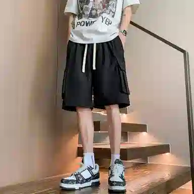 左岸 夏季美式潮牌宽松直筒机能裤复古大码休闲五分裤子工装短裤 男款