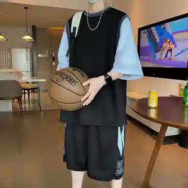 左岸 青少年冰丝速干学生篮球服帅气夏季透气宽松两件套休闲运动套装 男款