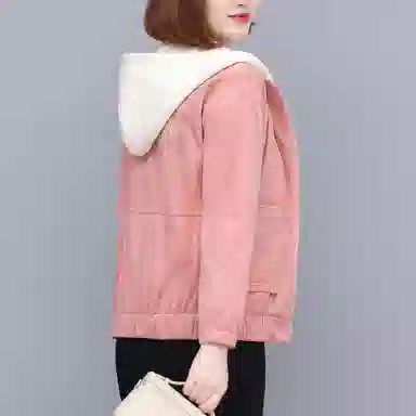 左岸 时尚简约美式潮流女士百搭长袖夹克设计立领背后字母印花舒适柔软宽松透气亲肤遮肉洋气减龄休闲户外运动日常通勤绒感外套 女款