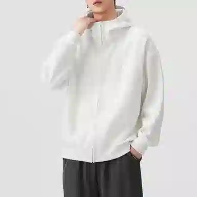 左岸 美式复古时尚简约秋季薄款休闲长袖上衣百搭设计拉链连帽穿搭潮流舒适柔软宽松透气学院风户外港风潮牌卫衣 男款