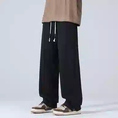 左岸 春秋季时尚简约百搭潮流男装纯色长裤卫裤设计系带舒适柔软宽松个性青少年高街潮牌休闲裤 男款