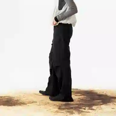 Crying Center Adjustable Waist Pants Black