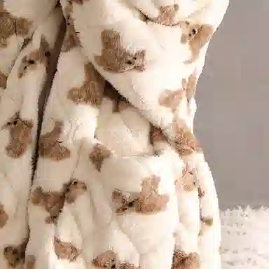 热妒 睡衣女冬季珊瑚绒三层夹棉睡袍可爱小熊保暖加绒加厚家居服可外穿 家居套装  女款