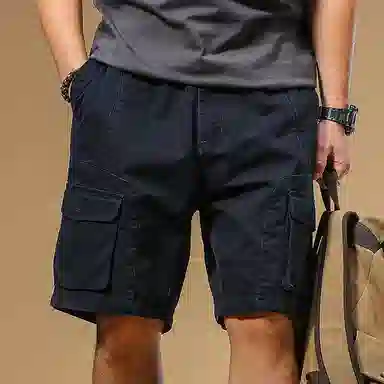 季言 重磅纯棉宽松五分裤松紧腰工装短裤 男款