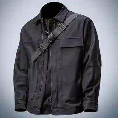 季言 纯色翻领工装夹克外套 男