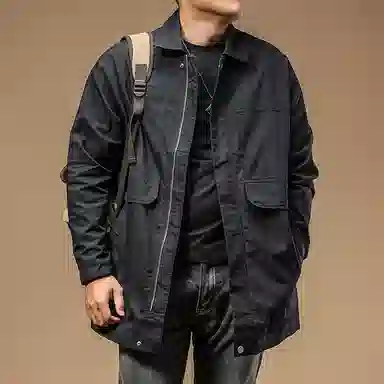 季言 高级感商务休闲中长款翻领夹克外套 男款