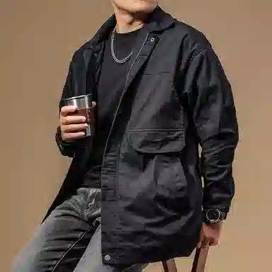 季言 拉链翻领休闲夹克外套 男款