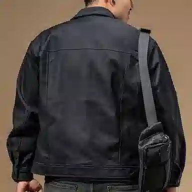 季言 纯色翻领工装夹克外套 男