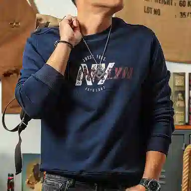 季言 重磅印花圆领长袖卫衣 男款